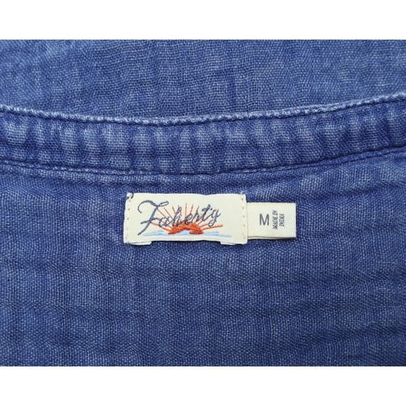 Faherty Women's Isha Basketweave 100% Cotton Dress Indigo Blue Sz M - Picture 4 of 7